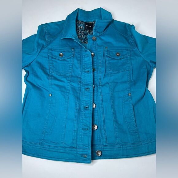 Women's Bonita Solid Teal Pockets Button Up Long Sleeve Jacket Size 44EU/12 US - Picture 10 of 15